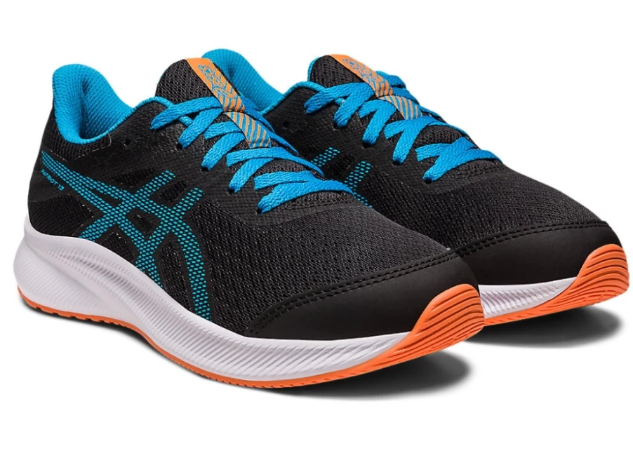 ASICS Kids Patriot 13 GS Sneakers in Black/Island Blue - Lightweight Running Shoes for Children