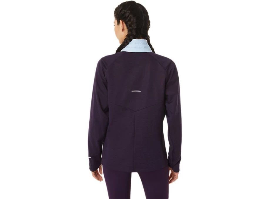 ASICS Women's Winter Run Jacket in Night Shade Heather/Soft Sky - Lightweight Waterproof Windbreaker for Cold Weather Running