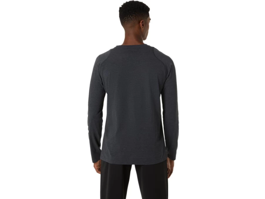 ASICS Men's Performance Black Heather Cotton Blend Long Sleeve T-Shirt