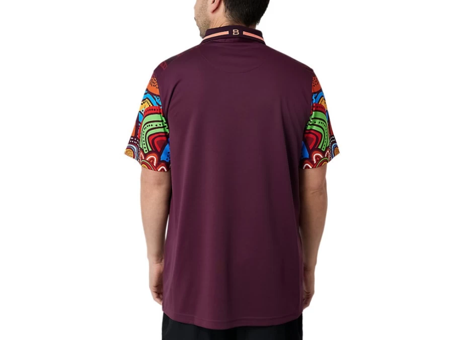 ASICS Men's Brisbane Broncos Indigenous Polo Shirt - Deep Mars Color