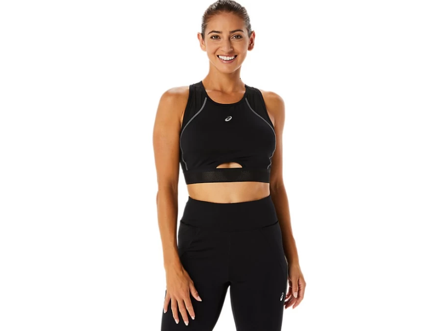 ASICS Women's Mesh Panel Training Bra in Performance Black for Sports & Fitness