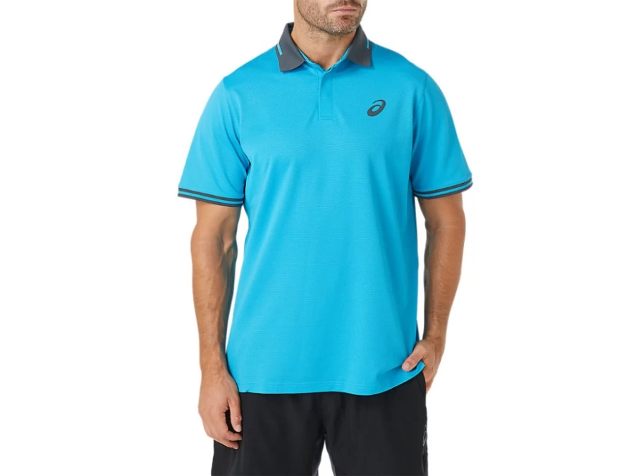ASICS Men's Island Blue Performance Polo Shirt – Moisture-Wicking & Breathable