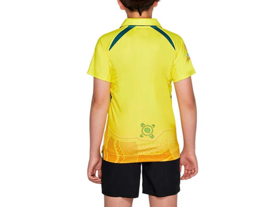 ASICS Kids Cricket Australia Indigenous Replica Shirt - Blazing Yellow Youth Jersey