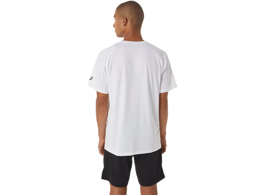ASICS Men's Hex Graphic Cotton Blend Short Sleeve T-Shirt in Brilliant White