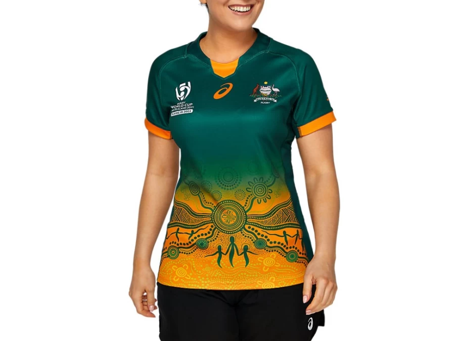 ASICS Women's Wallabies Green Rugby Jersey - Wallaroos Alternate World Cup Jersey