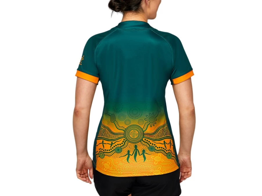 ASICS Women's Wallabies Green Rugby Jersey - Wallaroos Alternate World Cup Jersey