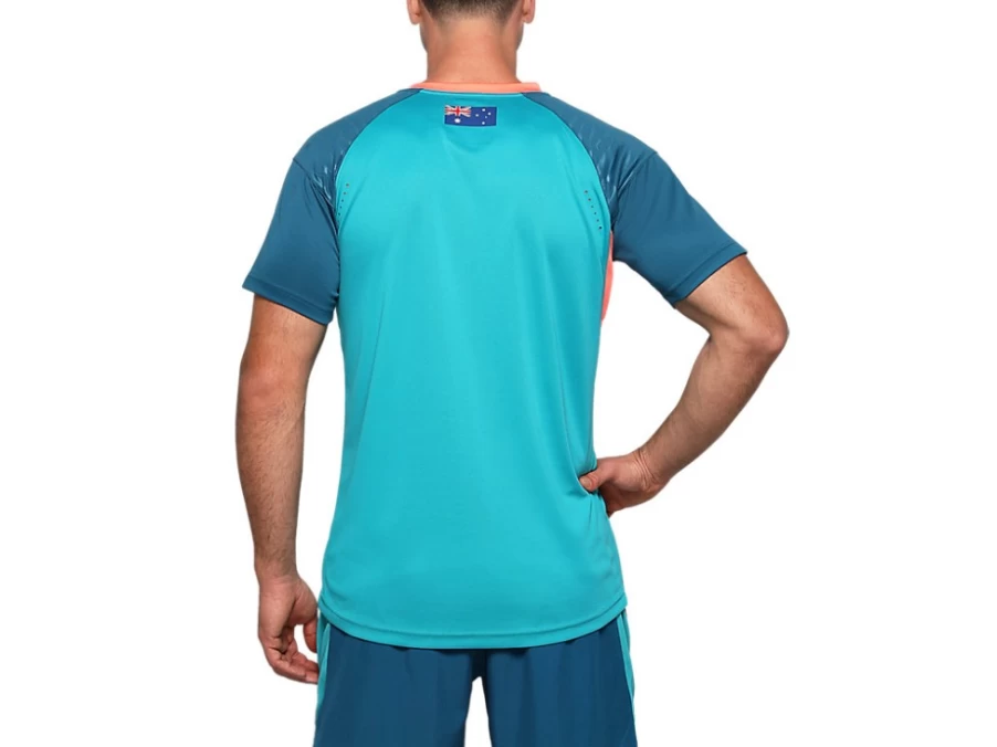 ASICS Men's Lagoon Cricket Training Tee - Official Cricket Australia Performance Shirt