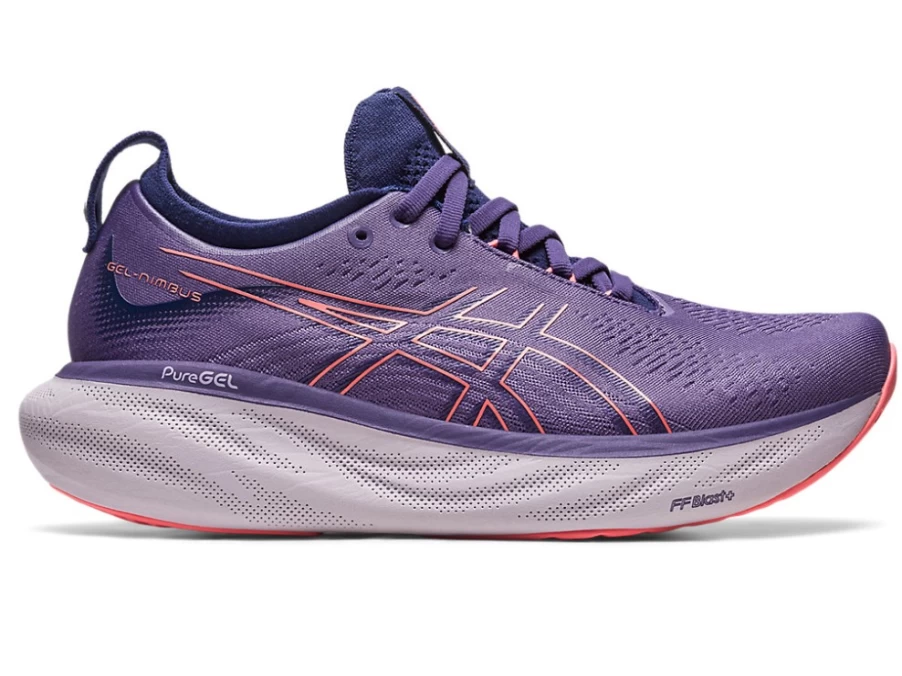 ASICS Women's Gel-Nimbus 25 Running Shoes in Dusty Purple/Papaya