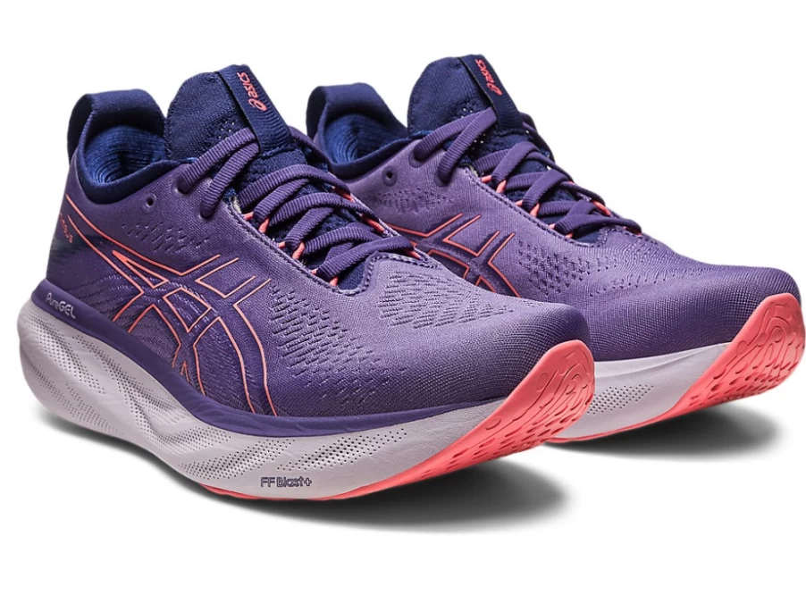 ASICS Women's Gel-Nimbus 25 Running Shoes in Dusty Purple/Papaya
