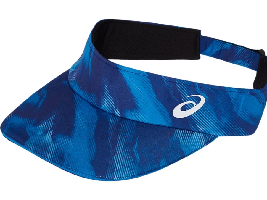 ASICS Men's Dive Blue Graphic Performance Visor - Lightweight Sports Cap for Running & Outdoor Activities