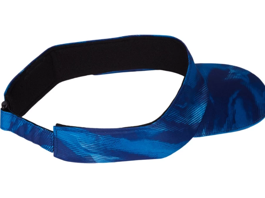 ASICS Men's Dive Blue Graphic Performance Visor - Lightweight Sports Cap for Running & Outdoor Activities