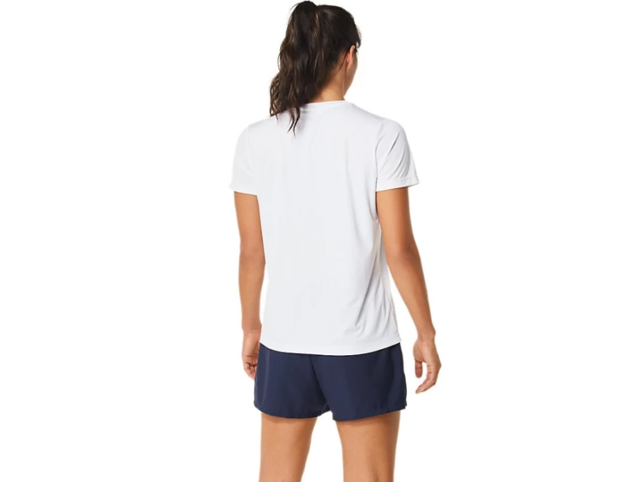 ASICS Women's Court Graphic Tee in Brilliant White - Stylish Tennis T-Shirt