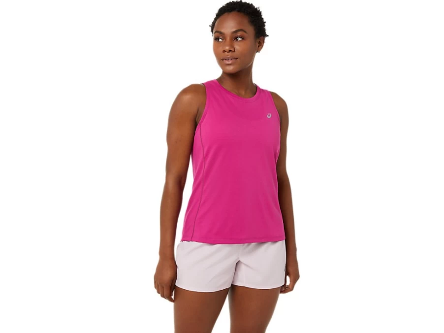 ASICS Women's Fuchsia Red Silver Tank Top