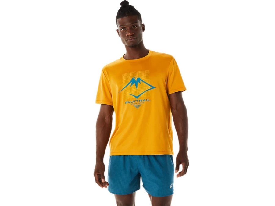 ASICS Men's Fujitrail Logo Short Sleeve T-Shirt in Sandstorm