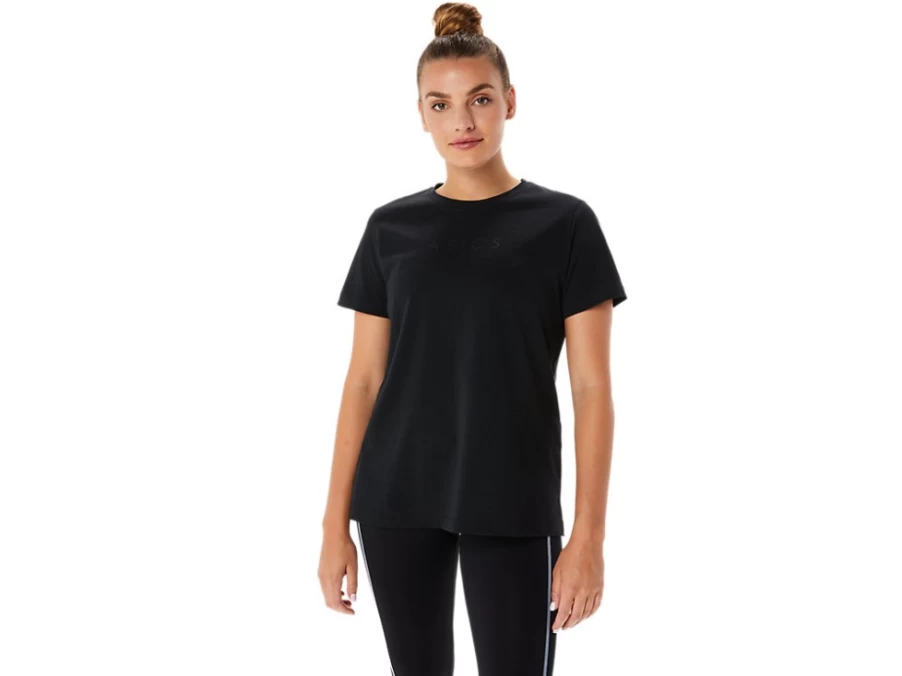 ASICS Womens Training Core Graphic Tee - Performance Black Workout T-Shirt