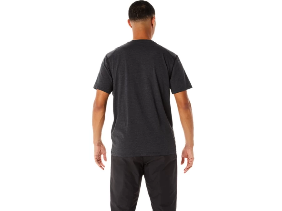 ASICS Men's Performance Black Heather Print Short Sleeve Top