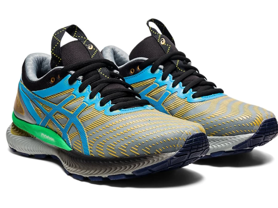 ASICS Women's Gel-Nimbus 22 Running Shoes in Stone Grey/Pure Gold - Fn1-S