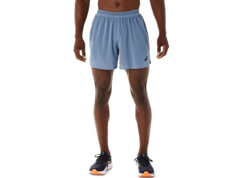 ASICS Men's Steel Blue Ventilate 5-Inch Running Shorts with Breathable Fabric
