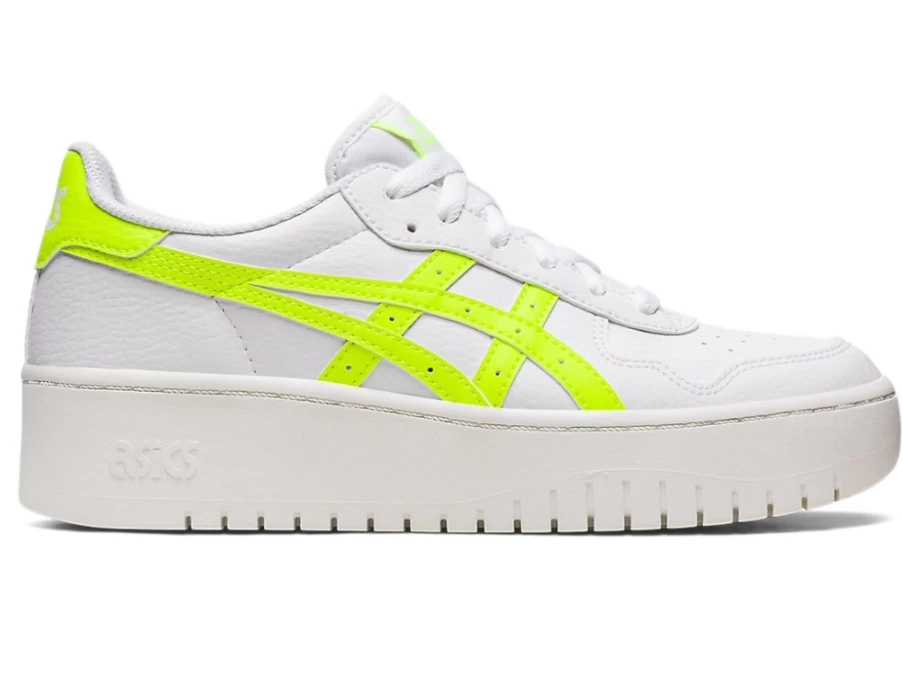 ASICS Women's S Platform Sneakers in White/Safety Yellow - Japan Inspired Design