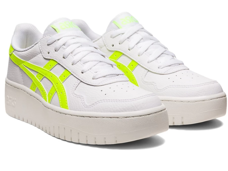 ASICS Women's S Platform Sneakers in White/Safety Yellow - Japan Inspired Design