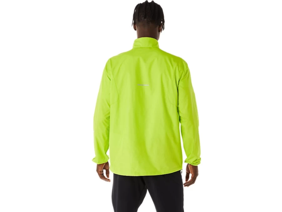 ASICS Men's Lite-Show Jacket in Lime Zest/Performance Black for Enhanced Visibility